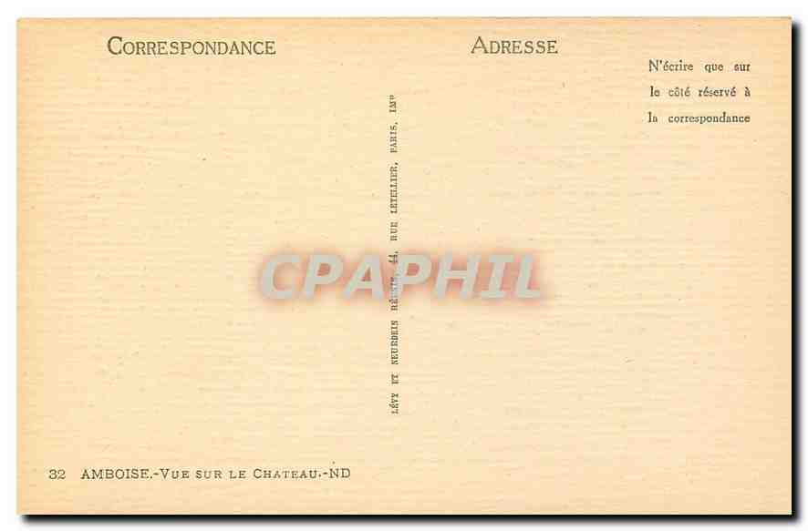 CPA Amboise Vue sur le Chateau  — Rückseite