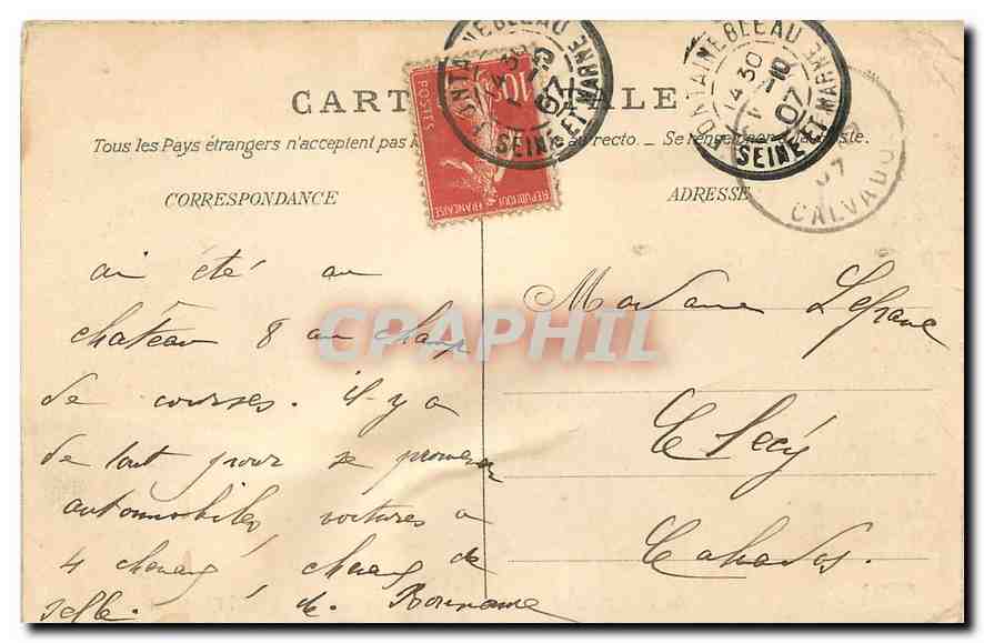 Schloss Fontainebleau — Ansicht des englischen Gartens (Tir de l'Arc) — Tir de l'Arc, n°179 — Rückseite