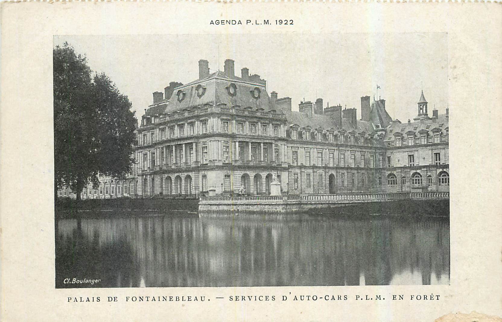 Palazzo di Fontainebleau — Servizi di autobus P.L.M. in foresta — Agenda P.L.M. 1922