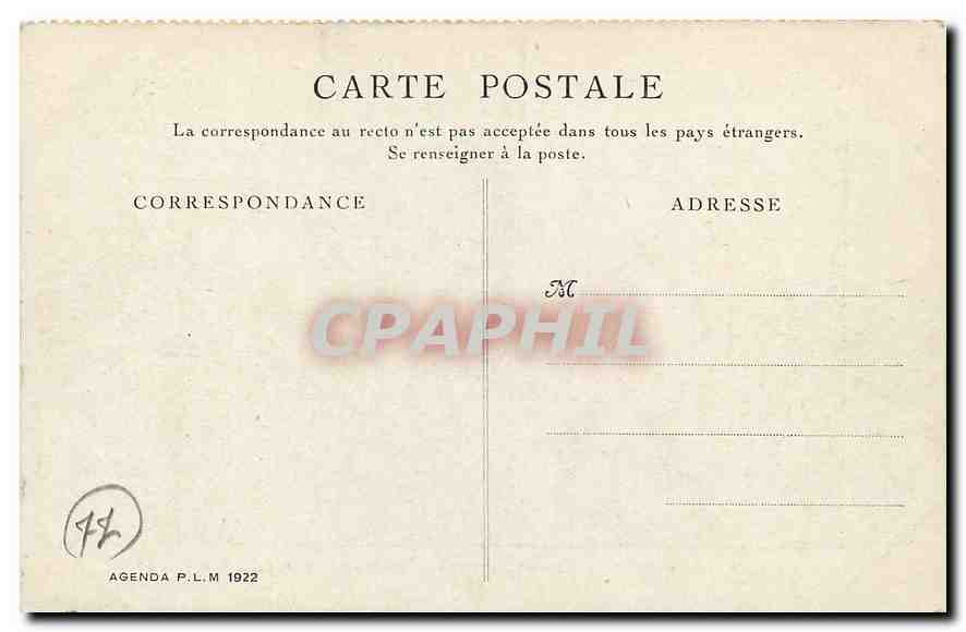Palazzo di Fontainebleau — Servizi di autobus P.L.M. in foresta — Agenda P.L.M. 1922 — Verso
