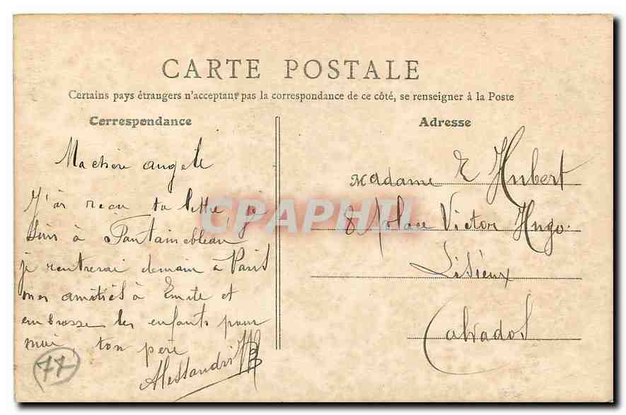 Fontainebleau (S.-et-M.) — Flügel der Minister — B.F., Paris, n°52 — Rückseite