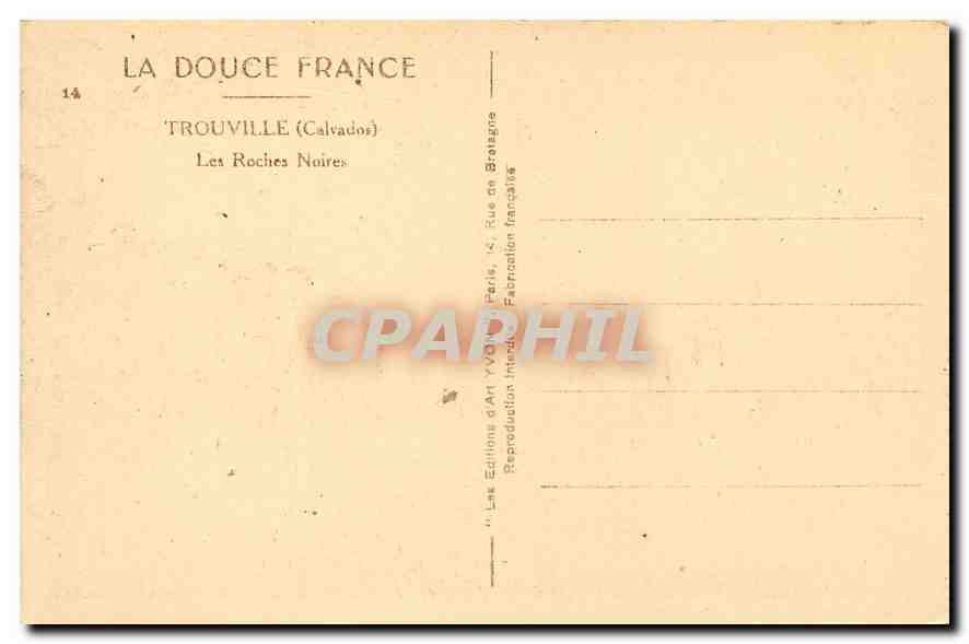 CPA Trouville Calvados Les Roches Noires  — Rückseite
