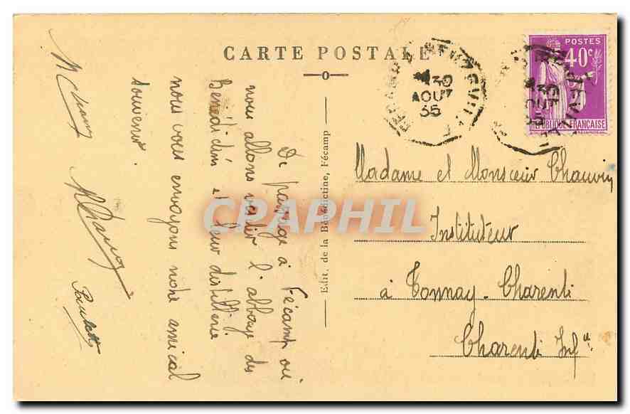 CPA La Benedictine a Fecamp Cour d'Honneur  — Rückseite