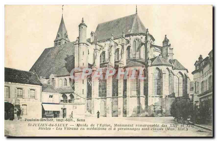 CPA St Julien du Sault Abside de l'Eglise Monument Remarqueable 