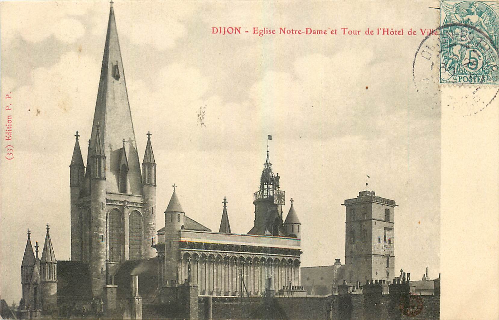 CPA Dijon Eglise Notre Dame et Tour de l'Hotel de Ville 