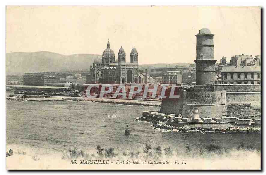 CPA Marseille Fort St Jean et Cathedrale 