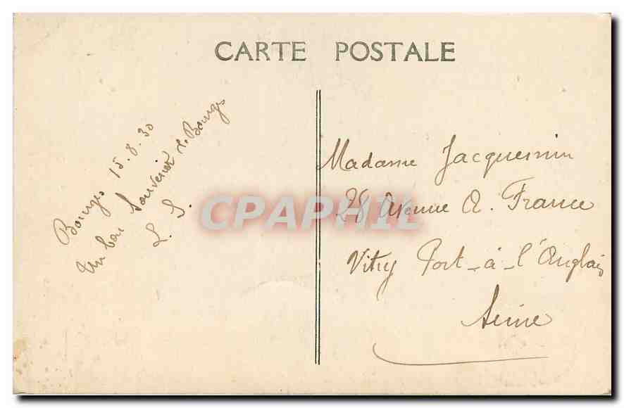 CPA Bourges Hotel des Postes Tour et Porte avec les Armes de la Ville  — Rückseite
