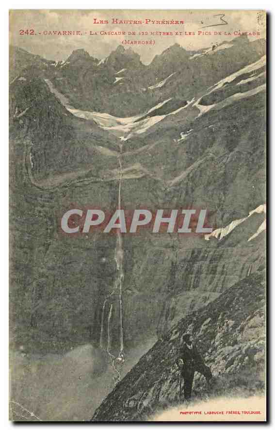CPA Les Hautes Pyrenees Gavarnie La Cascade et les pics de la cascade Marbore