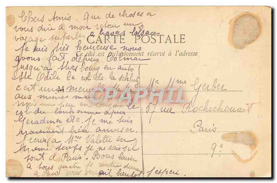 CPA Les Hautes Vosges La Cuve du Kruppensfelds sur la Route de Munster  — Rückseite