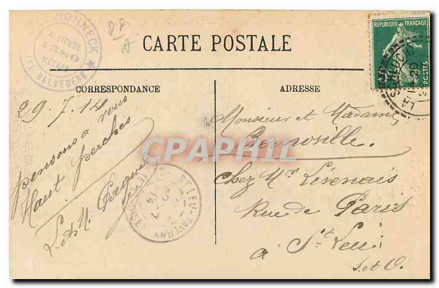 CPA Le Hohneck Frontiere d'Alsace Ka Vallee des Lacs vue su Hohneck  — Rückseite