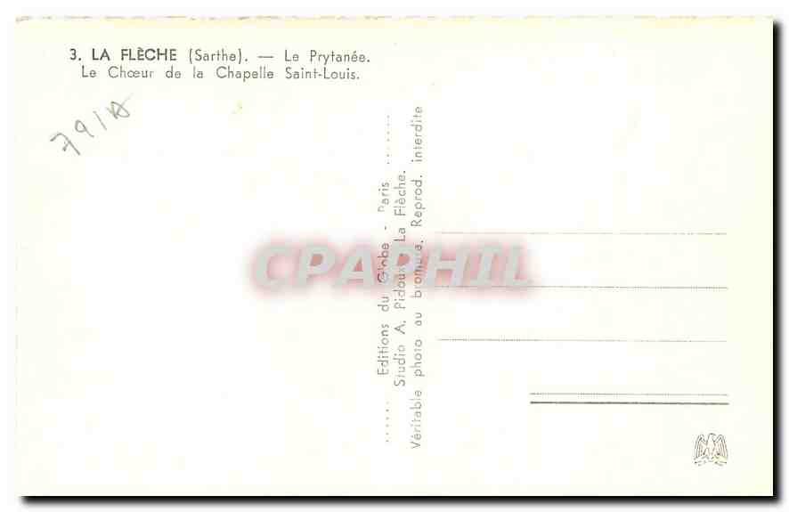 CPA La Fleche Sarthe Le Prytanee Le Choeur de la Chapelle Saint Louis  — Rückseite