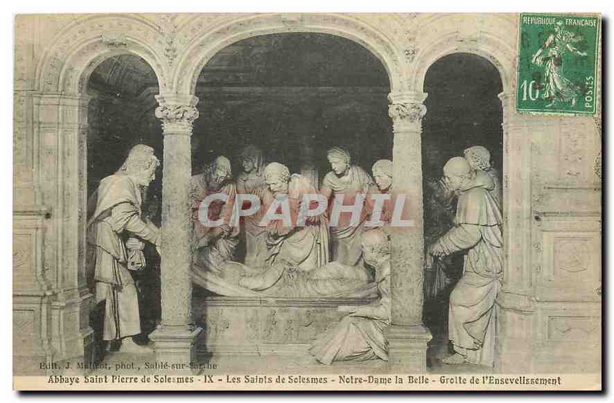 CPA Abbaye Saint Pierre de Solesmes IX Les Saints d Solesmes Notre Dame la Belle Grotte de l'Ensevel