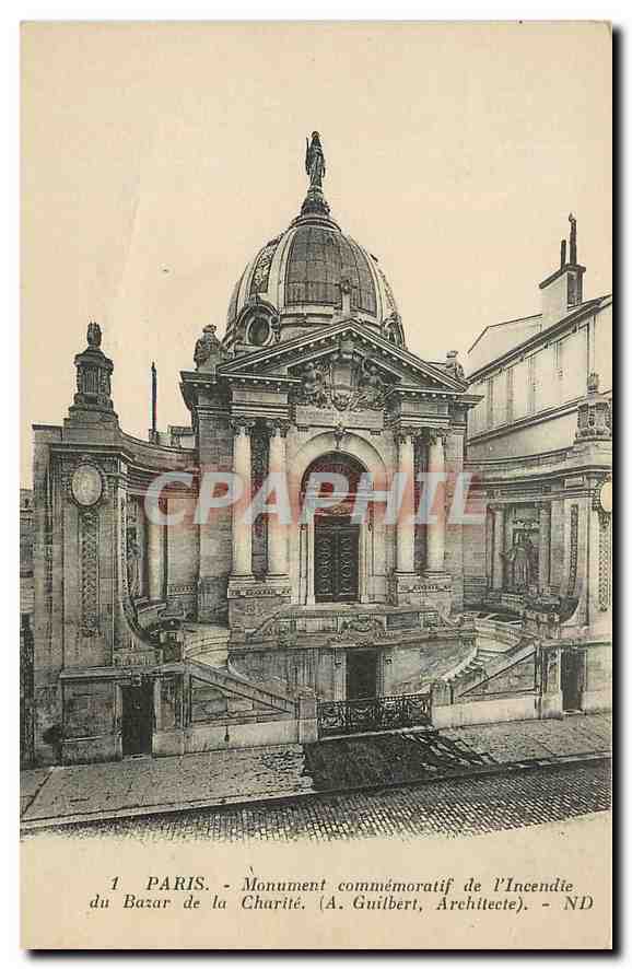 CPA Paris Monument commemoratif de l'Incendie du Bazar de la Charite 