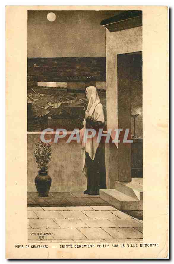 Sainte Geneviève veille sur la ville endormie — Puvis de Chavannes — 1891