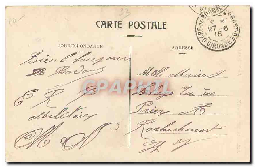 CPA Bordeaux La Grosse Cloche  — Verso