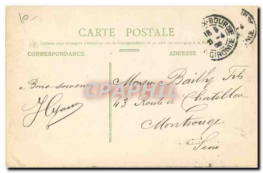 CPA Bordeaux Porte du Palais  — Verso