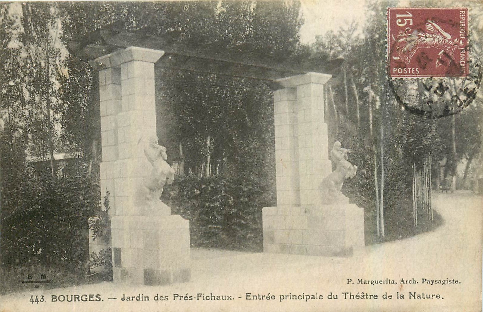 CPA Bourges Jardin ds Pres Fichaux Entree principale du Theatre de la nature 