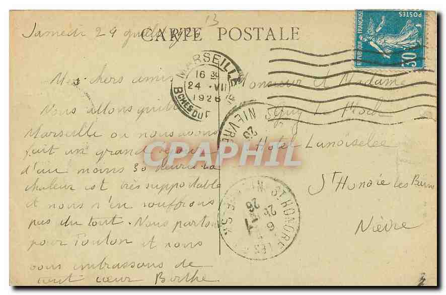 CPA Marseille Vue generale sur N D de la Garde  — Verso