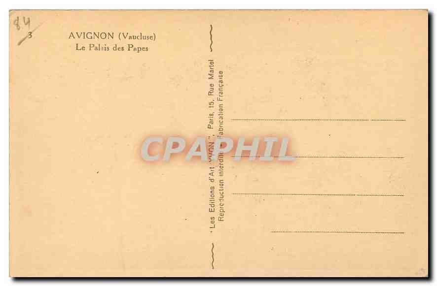CPA Avignon Vaucluse Le Palais des Papes  — Rückseite