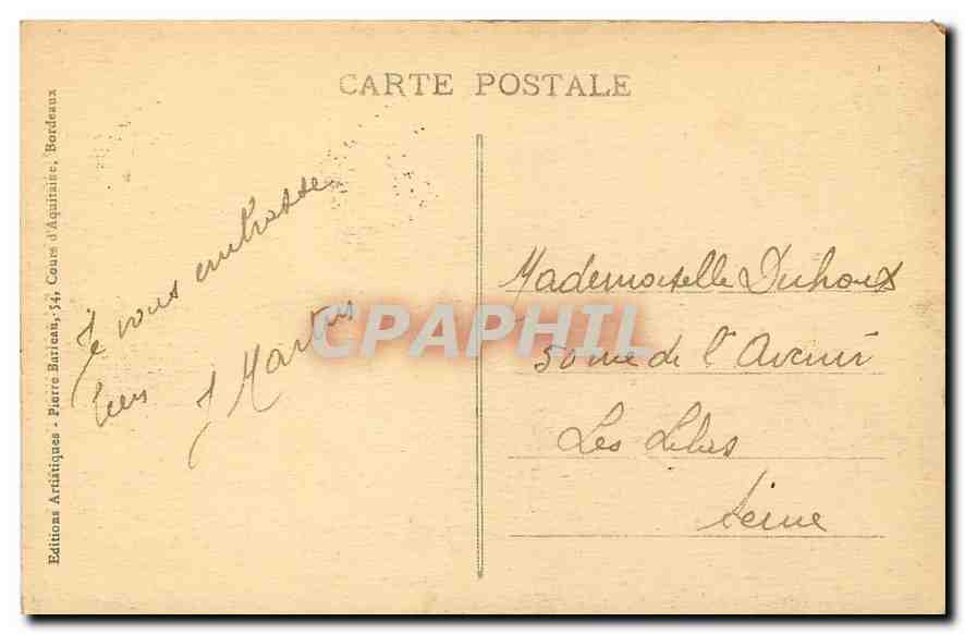 CPA Bordeaux La Grosse Cloche  — Verso