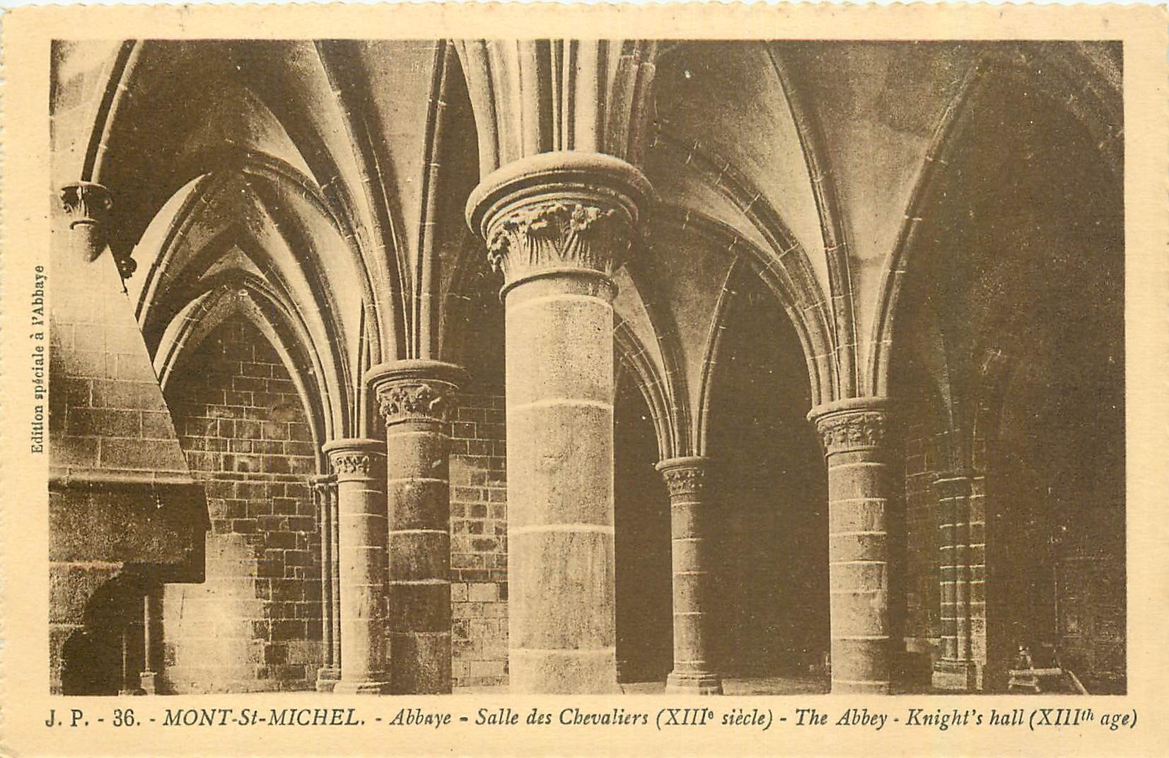 CPA Mont St Michel Abbaye Salle des Chevaliers 