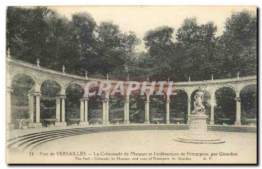 CPA Parc de Versaillles La Colonnade de Mansart et l'enlevement de Proserpine par Girandon 
