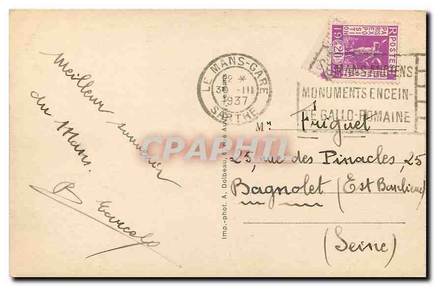 CPA Le Mans La Cathedrale saint Julien La Rosace  — Rückseite