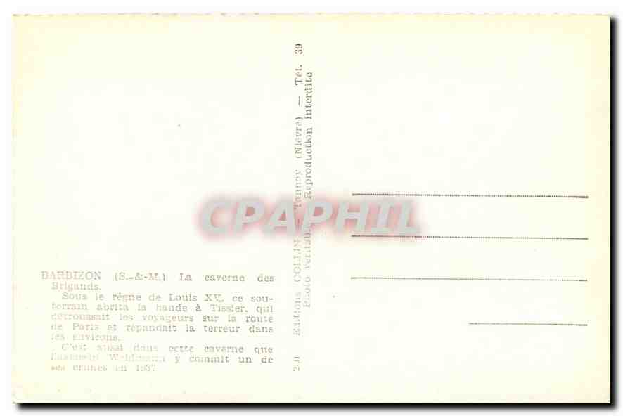 CPA Barbizon S et M La caverne ds Brigands  — Rückseite
