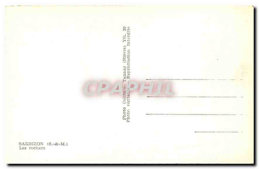 CPA Barbizon S et M Les rochers  — Rückseite
