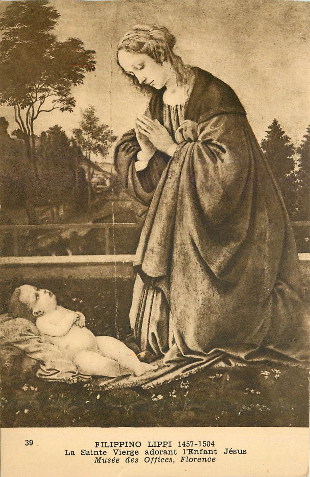 CPA Filippino lippi 1457 1504 La Sainte Vierge adorant l'Enfant Jesus 