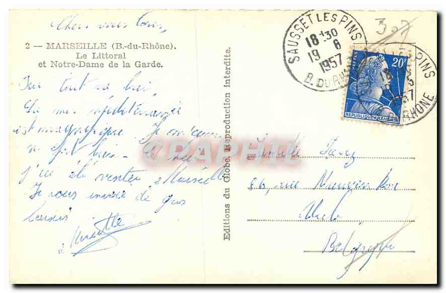 CPM Marseille B du Rhone Le Littoral et Notre Dame de la Garde  — Rückseite