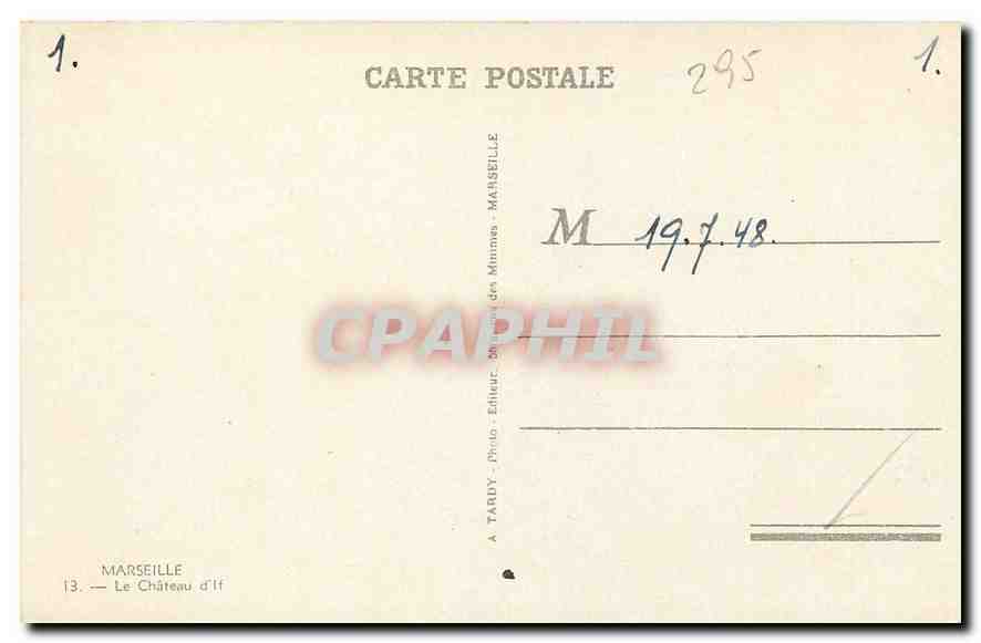 CPA Marseille Le Chateau d'If  — Verso