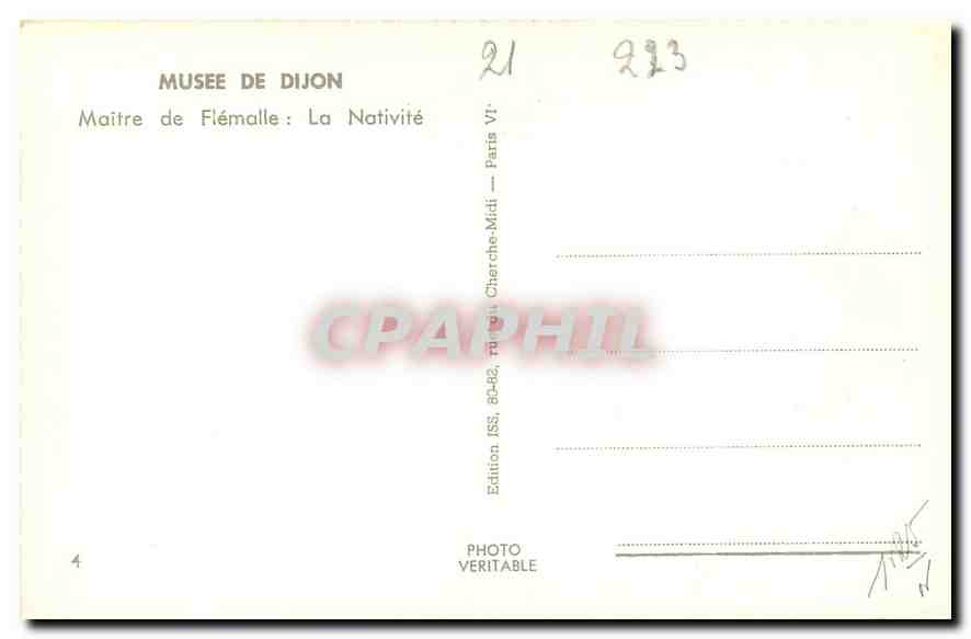 CPA Musee de Dijon Maitre d Flemale La Nativite  — Rückseite