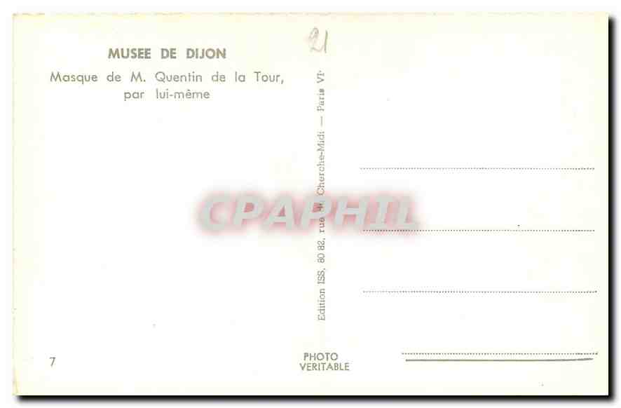 CPA Musee de Dijon Masque de M Quentin de la Tour par lui meme  — Rückseite