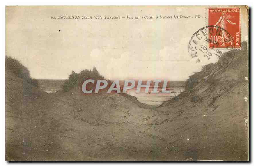 Arcachon (Côte d'Argent) — Vue sur l'Océan à travers les Dunes — BR