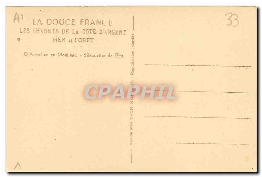 CPA Les Charmes de la Cote d'Argent mer et foret d'Arcachon au Moulleau  — Rückseite