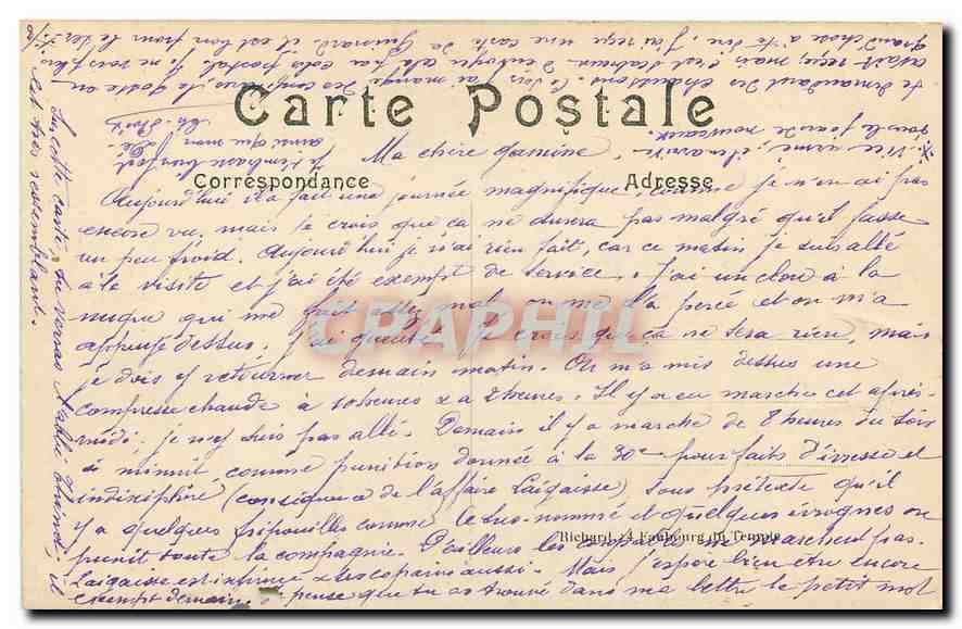 CPA Guerre de 1914 La cathedrale de Reims apres le bombardement — Verso