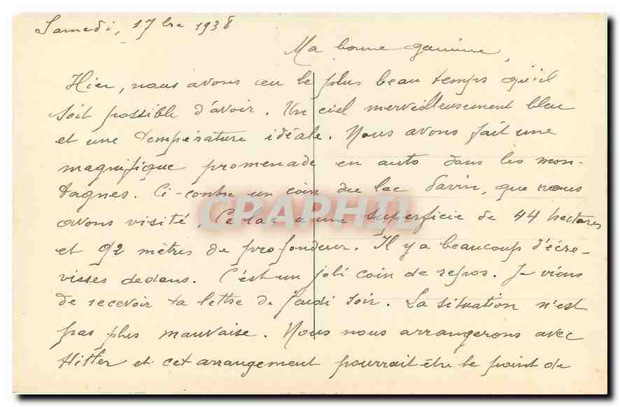 CPA l'Auvergne un Coin du Lac Pavin  — Rückseite