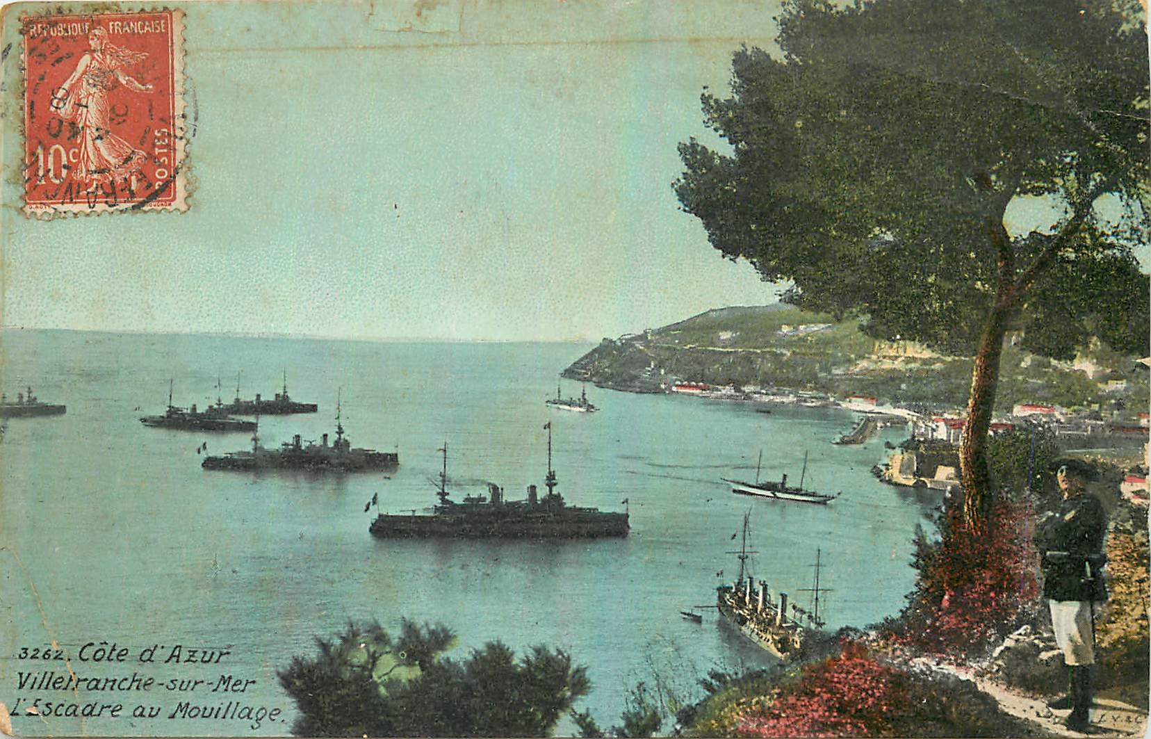 CPA Cote d'Azur Villefranche sur Mer l'Escadre au Mouillage Bateaux