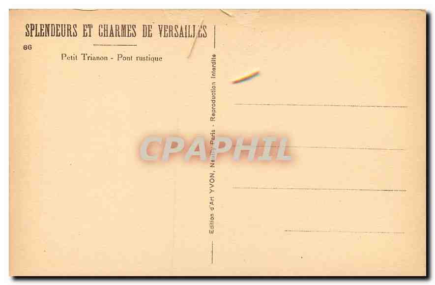 CPA Petit Trianon Pont rustique  — Verso