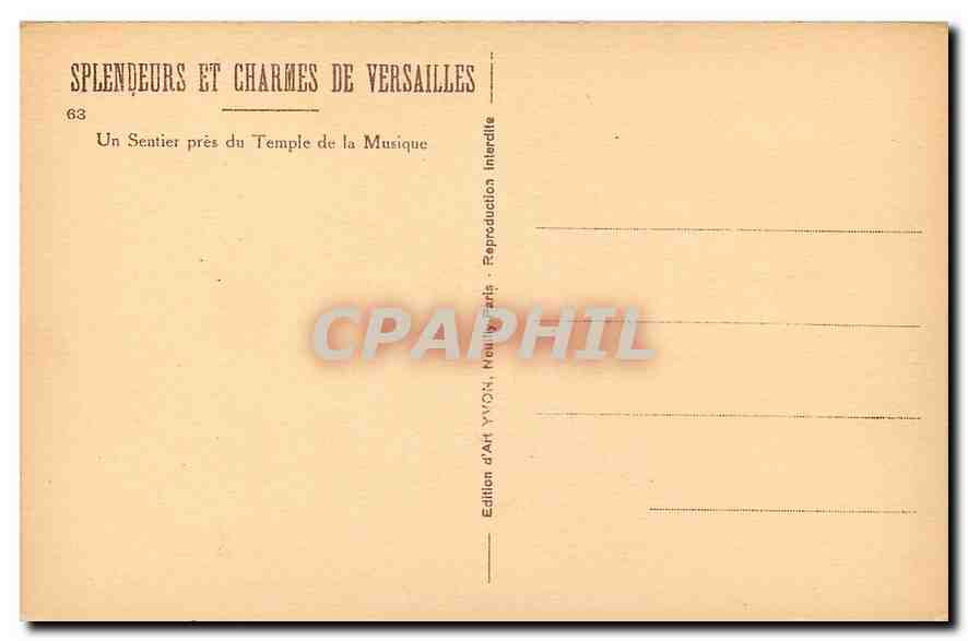 CPA Splendeurs et Charmes de Versailles Un Sentier pres du Temple de la Musique  — Rückseite