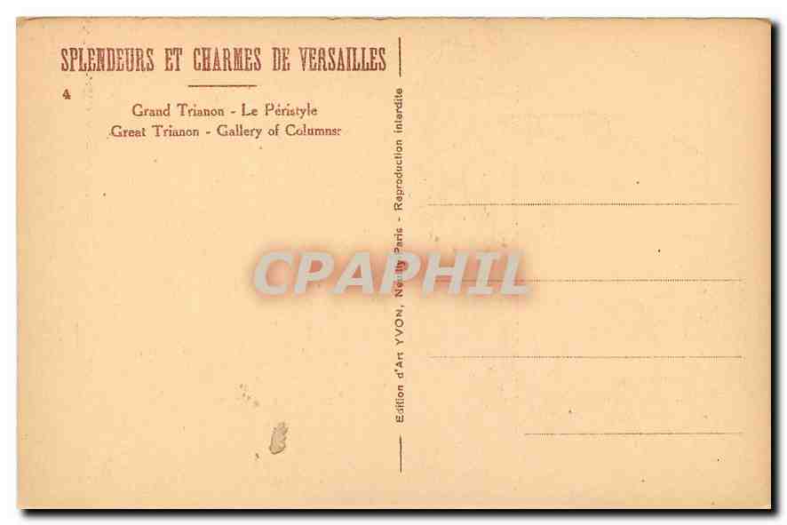 CPA Splendeurs et Charmes de Versailles Grand Trianon Le Peristyle  — Verso