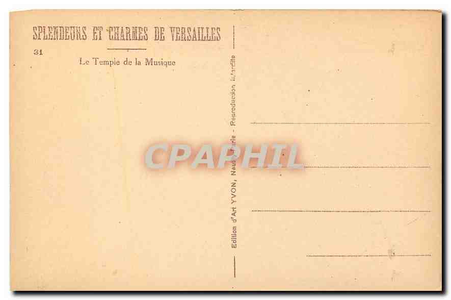 CPA Splendeurs et Charmes de Versailles Le Temple de la Musique  — Verso