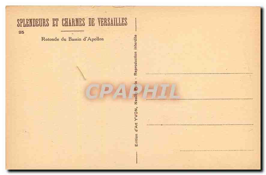 CPA Splendeurs et Charmes de Versailles Rotonde du Bassin d'Apollon  — Verso