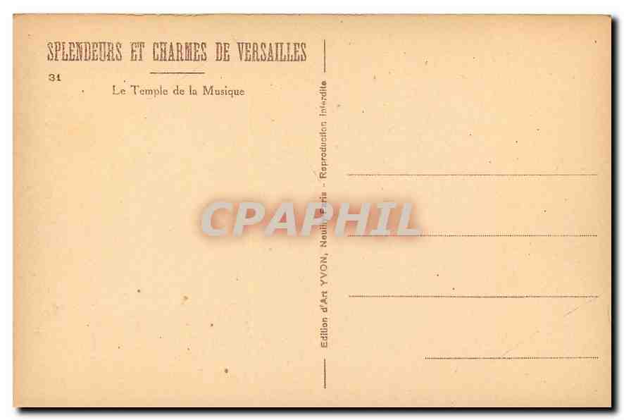 CPA Splendeurs et Charmes de Versailles Le Temple de la Musique  — Verso