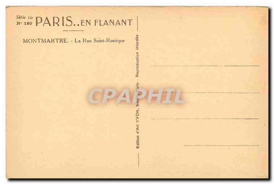 CPA Paris Montmartre La Rue Saint Rustique  — Rückseite