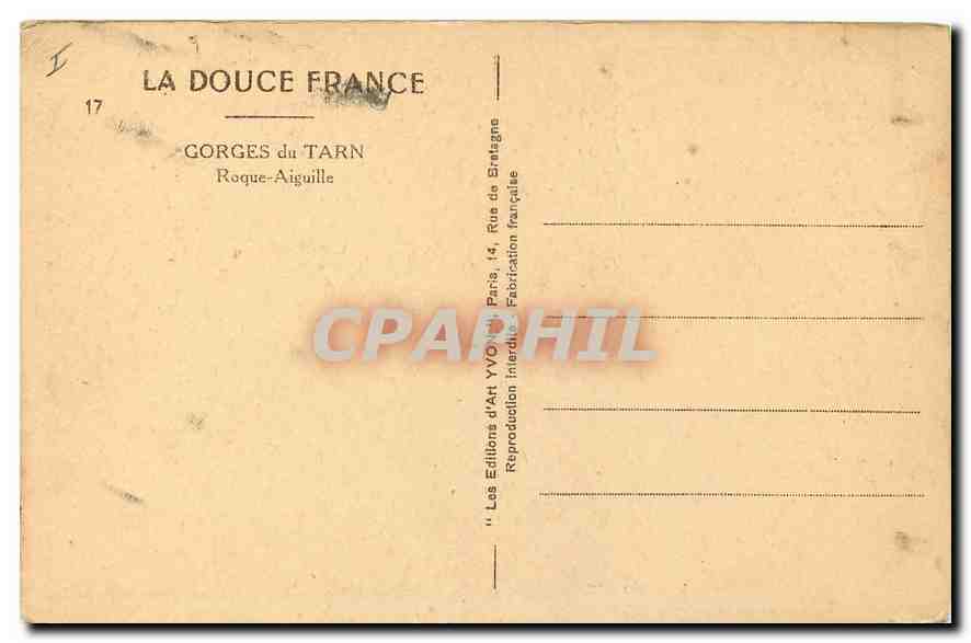 CPA La Douce France Corges du Tarn Roque Aiguille  — Rückseite