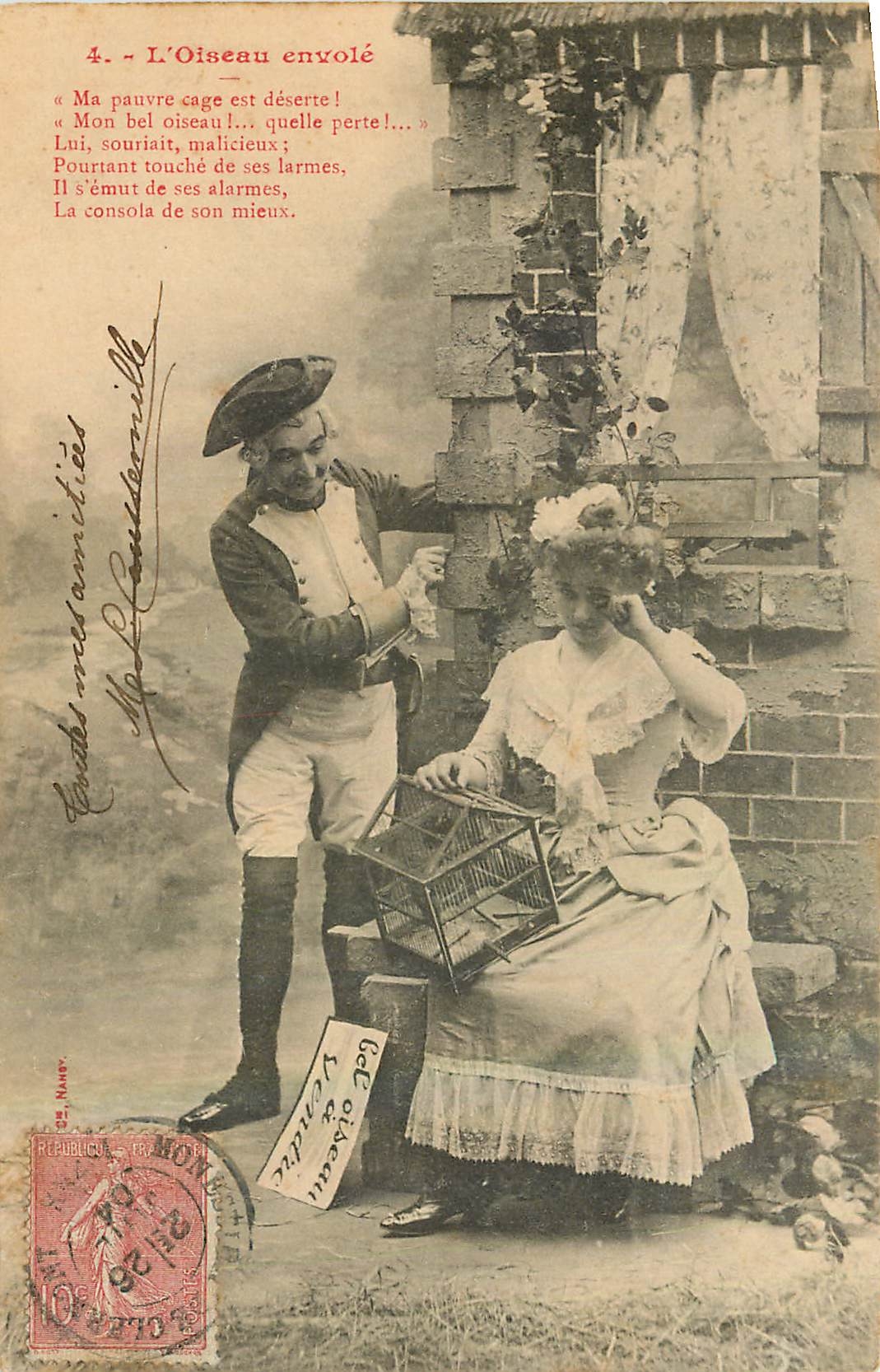 CPA l'Oiseau envole Femme