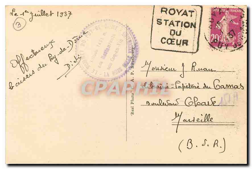 CPA Crepuscule vu de l'Observatoire du Puy de Dome  — Rückseite