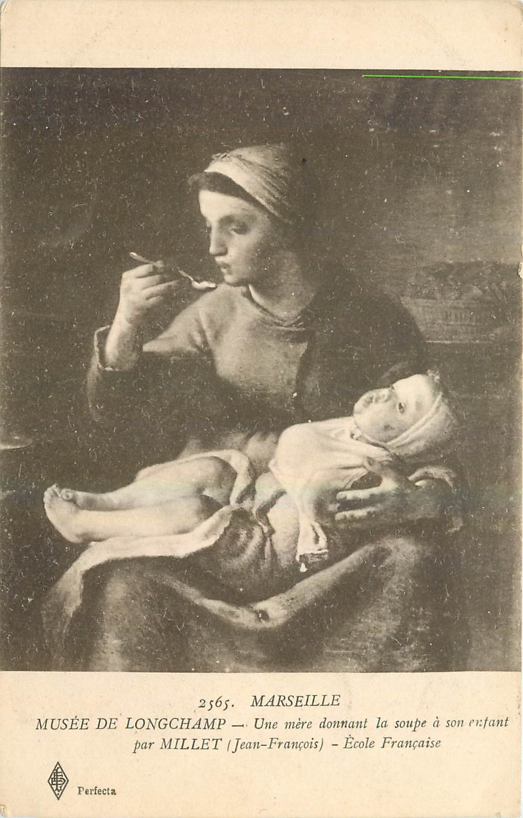 CPA Marseille Musee de Longchamp une Mere donnant la soupe a son enfant par Millet Jean Froncois Eco